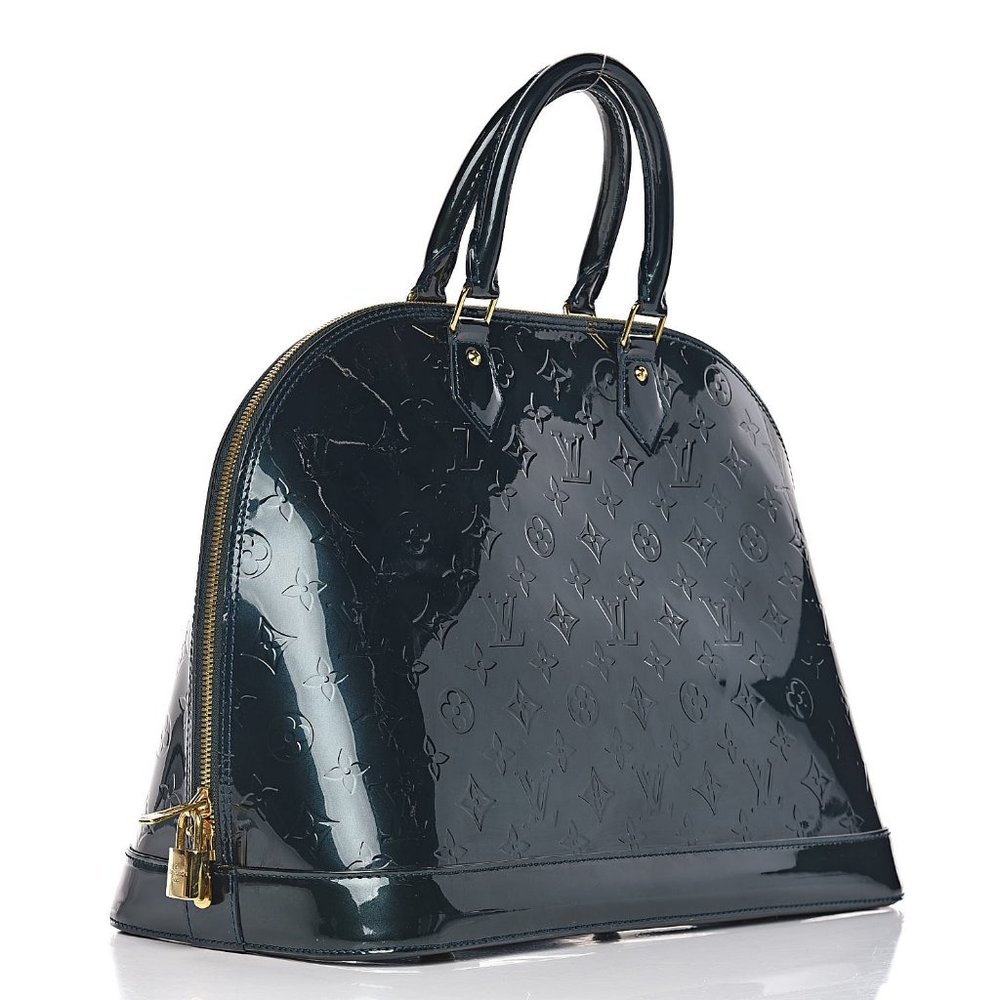Authentic Louis Vuitton Vernis Alma Gm Rouge Fauviste Patent Leather Tote